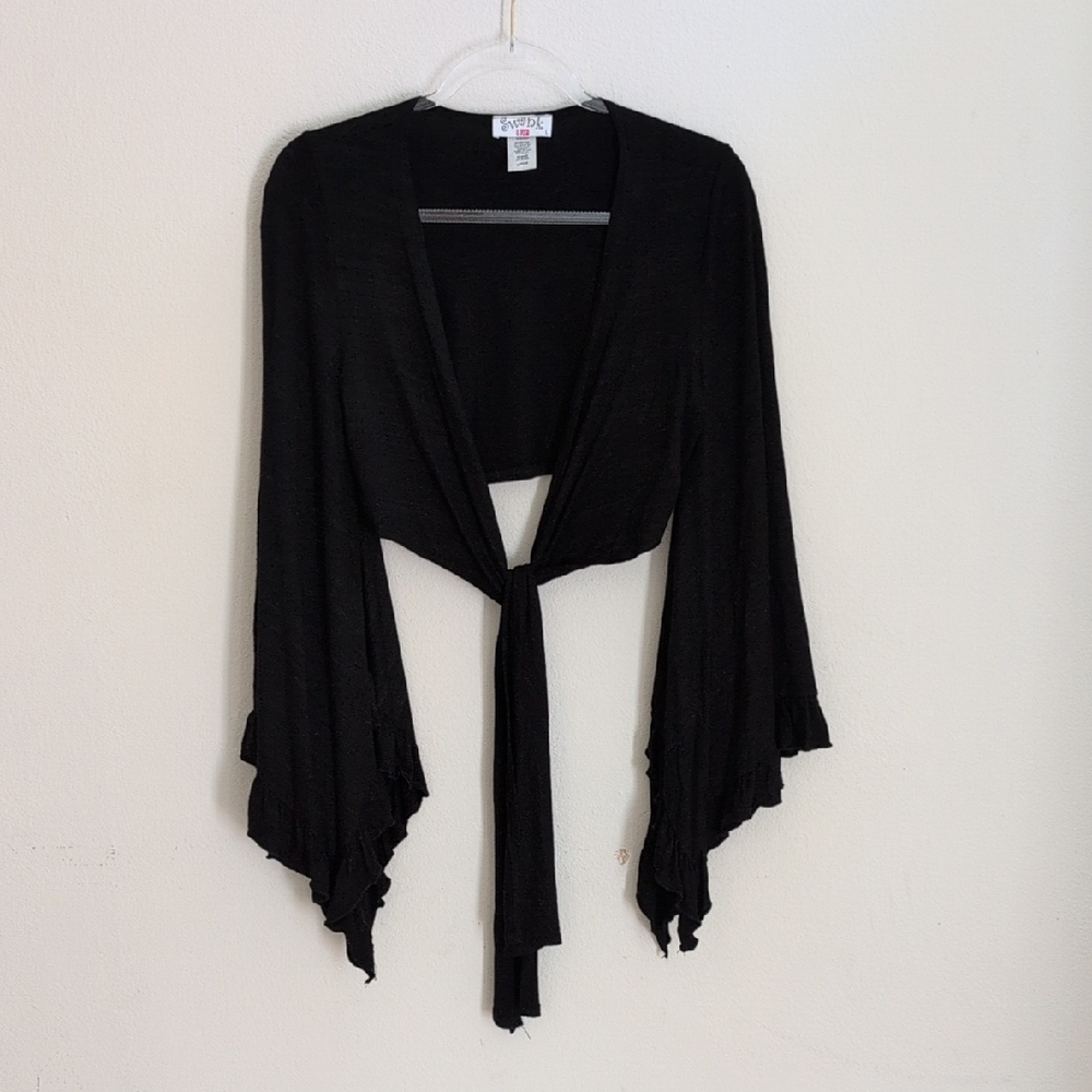 Tie-Front Black Women's Sweater